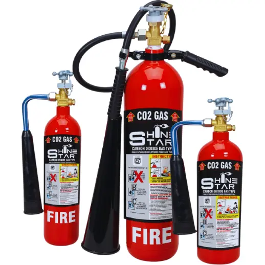 Carbon Dioxide fire extinguisher | shine Star Best Fire safety Equipment and zincalume Steel Water tank supplier in Delhi NCR
